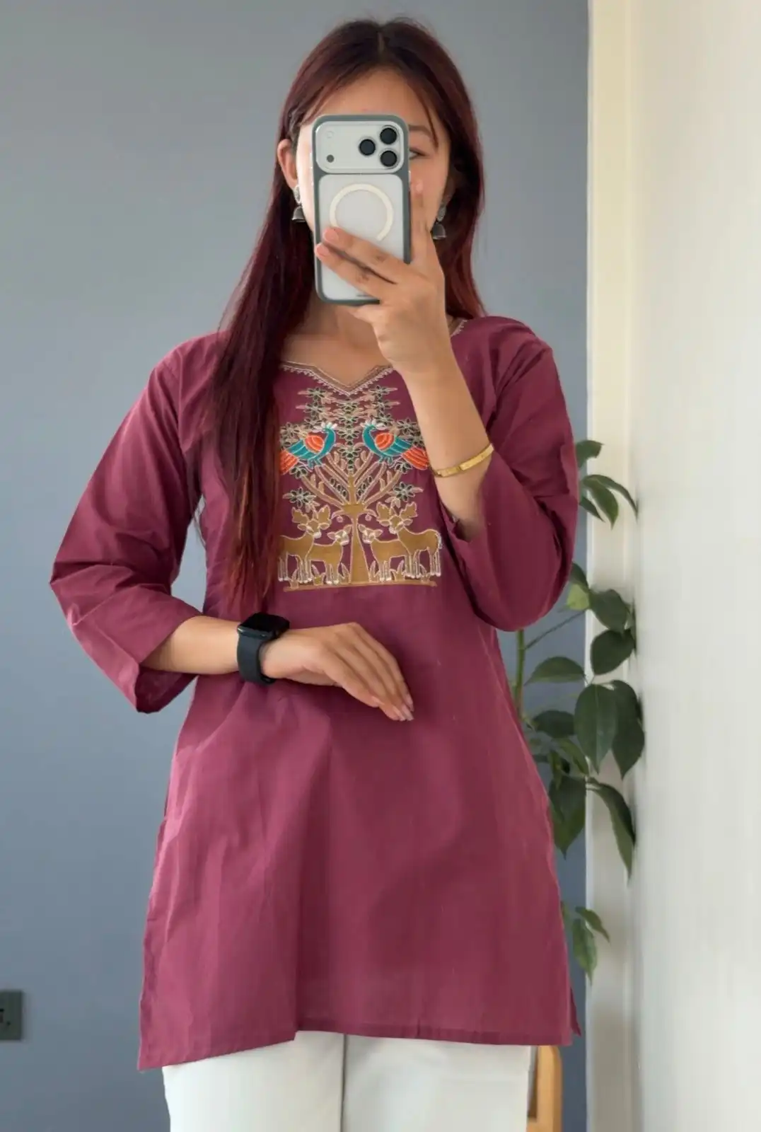 Product image of SHORT KURTHI WITH DEER EMBRODIERY