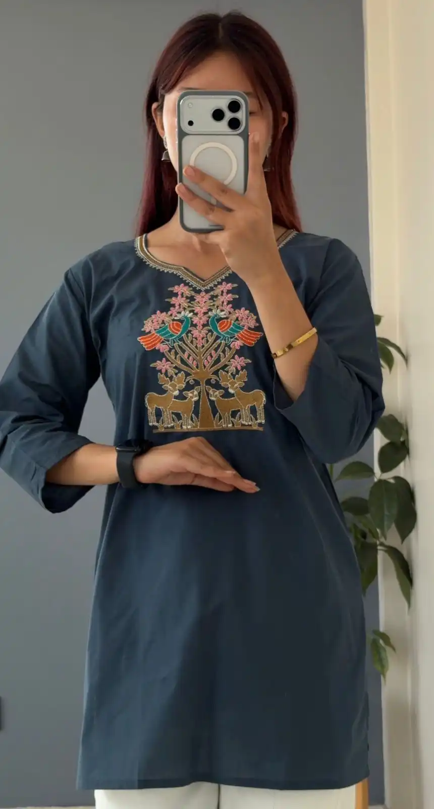 Product image of SHORT KURTHI WITH DEER EMBRODIERY