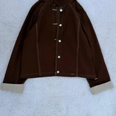 DEMIN SLEEVE CHECKED FOLD JACKE...