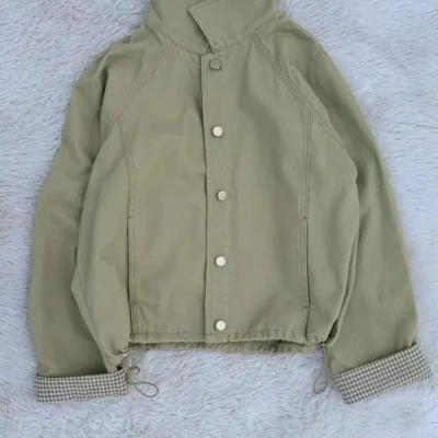 DEMIN SLEEVE CHECKED FOLD JACKE...