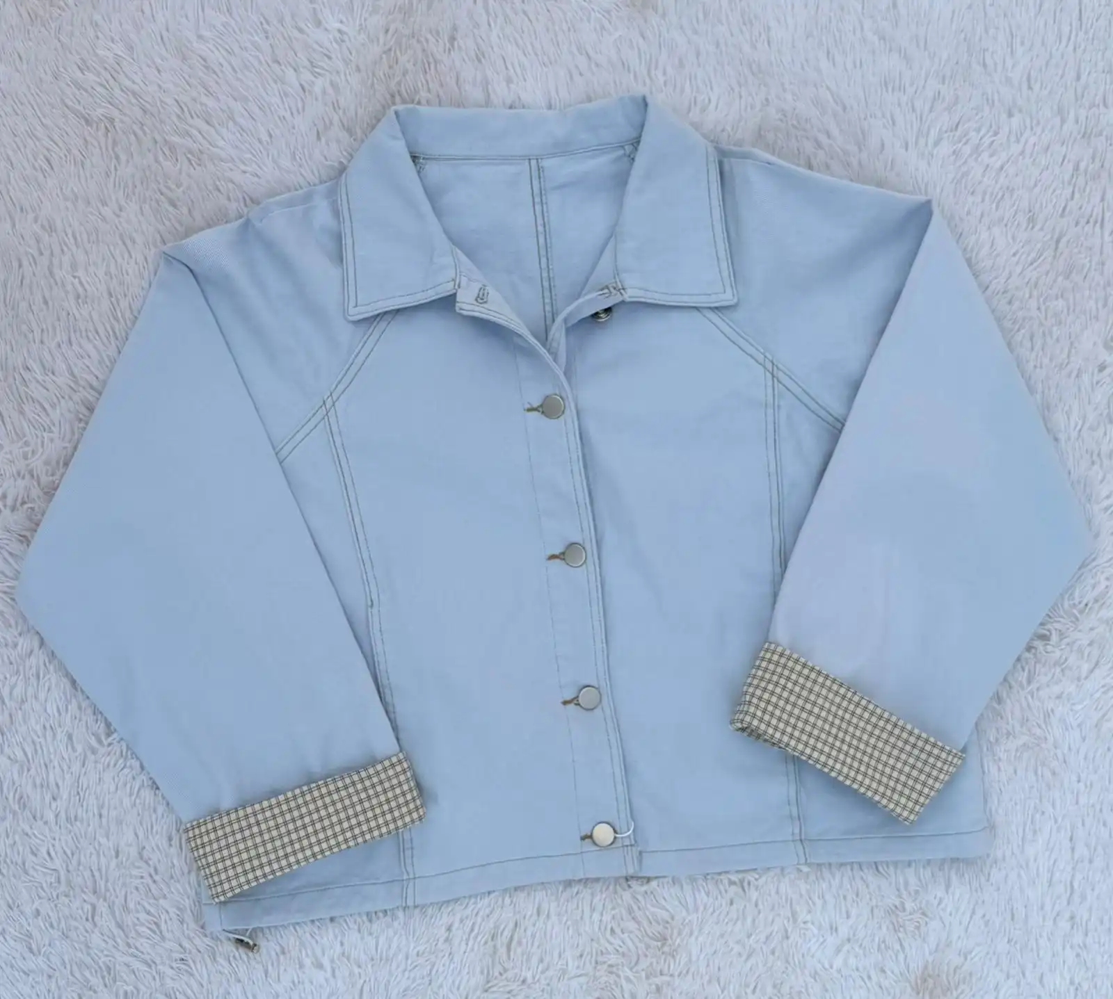 Product image of DEMIN SLEEVE CHECKED FOLD JACKET