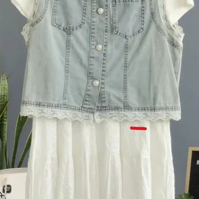 demin jacket dress set