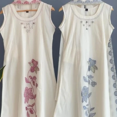 KHADI COTTON SLEEVELESS KURTHA