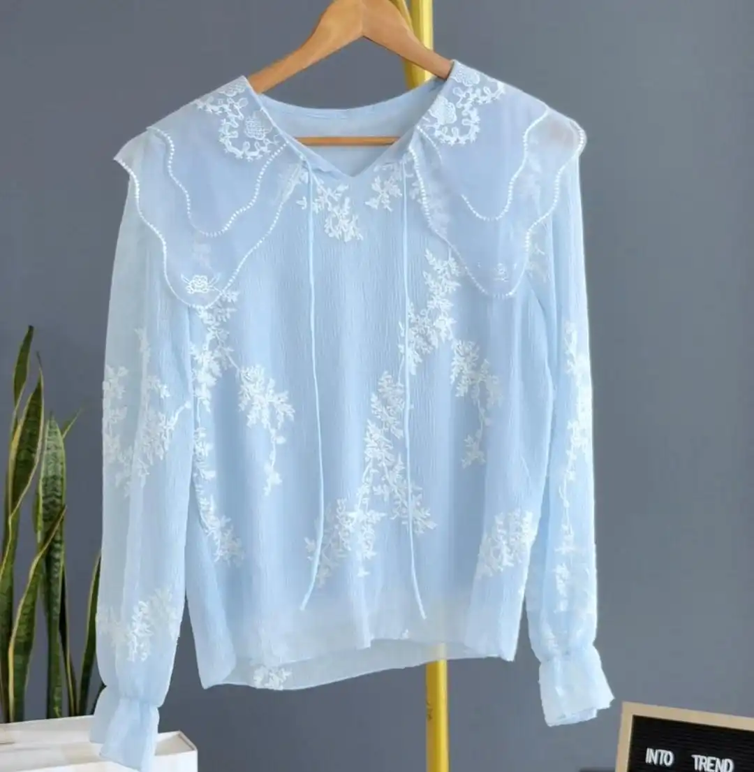Product image of NECK RUFFLE CHIFFON TOP (2606)