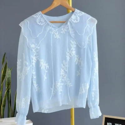 NECK RUFFLE CHIFFON TOP (2606)