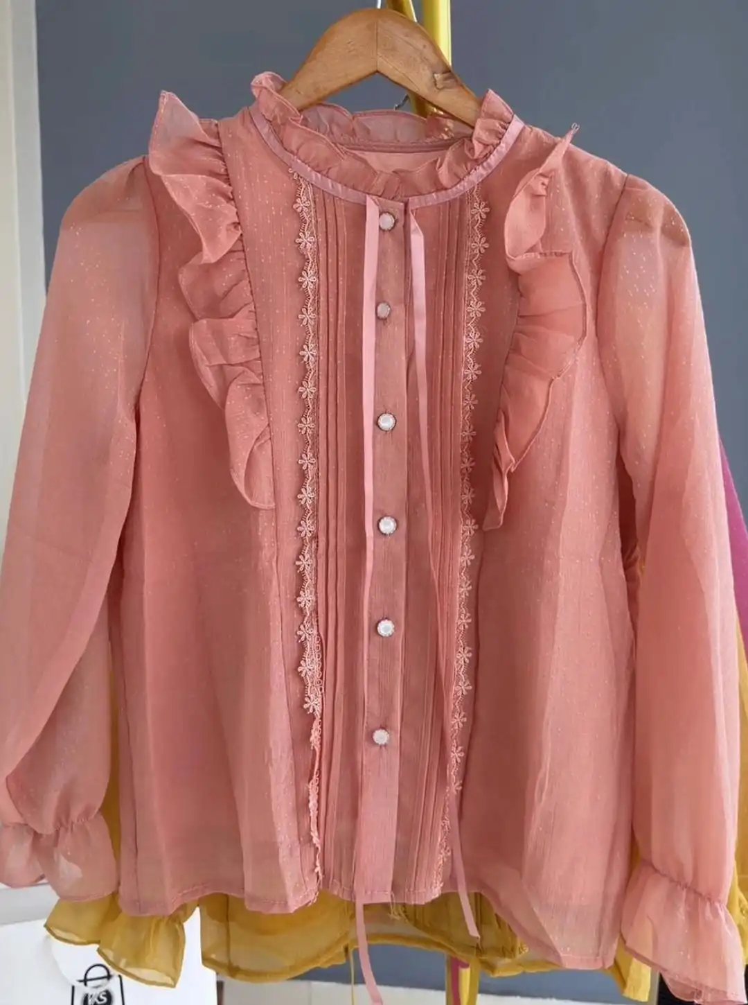 Product image of LACE RUFFLE FORMAL TOP