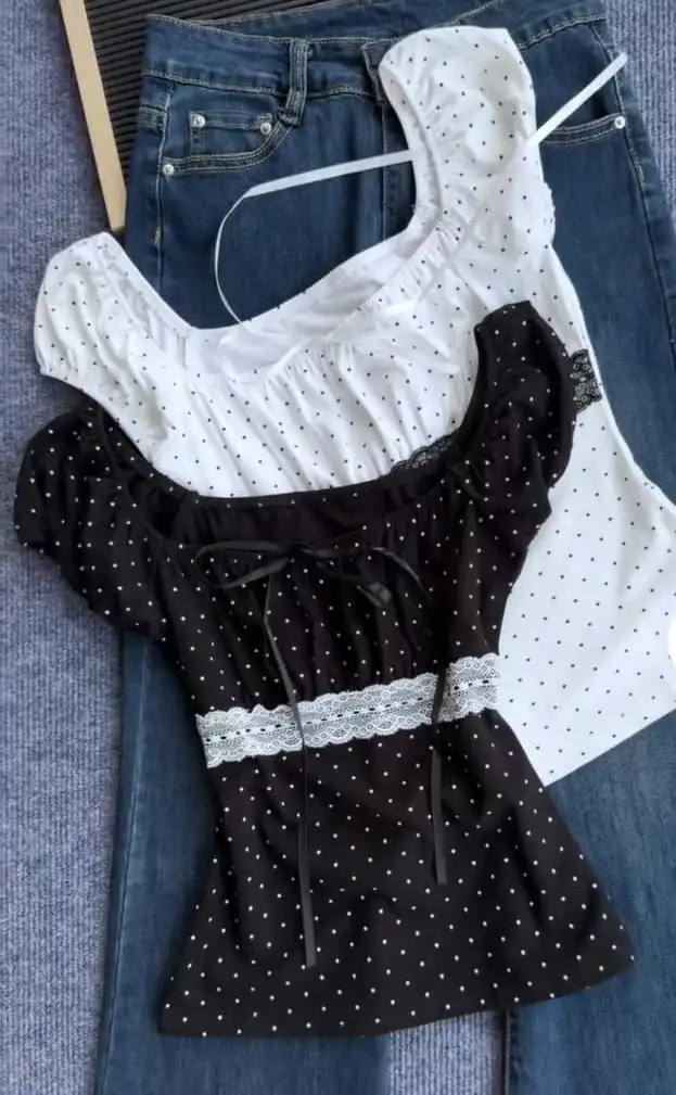 Product image of POLKA DOT WITH LACE CUTE TOP