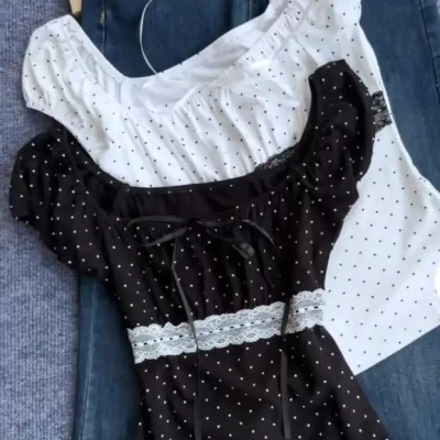 POLKA DOT WITH LACE CUTE TOP