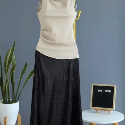 SATIN SMALL POLKA DOT SKIRT