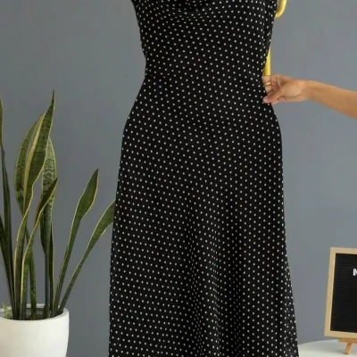 Polka dot one sided dress