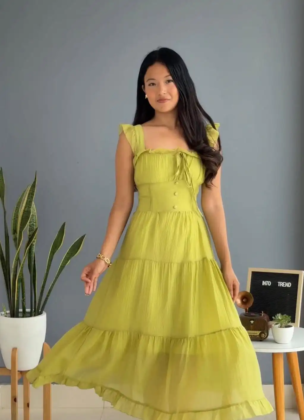 Product image of BACK BOW DESIGN FLORAL DRESS