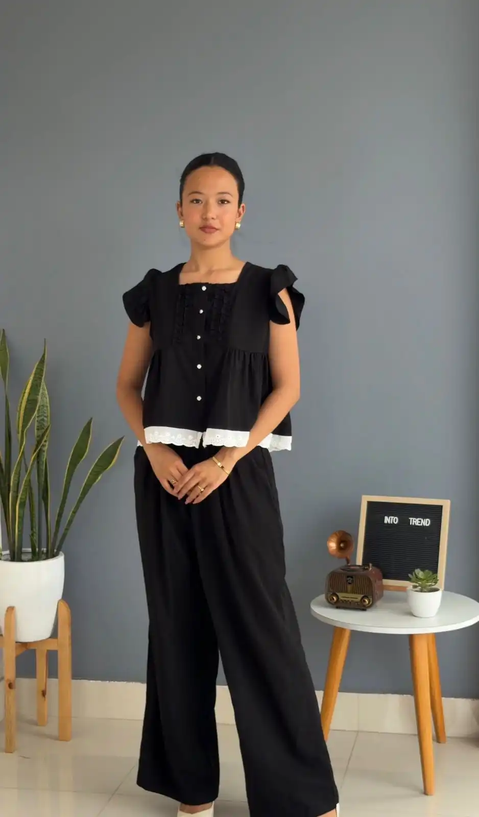 Product image of TWO PIECE SET WITH LACE ATTACHED DESIGN