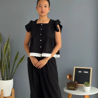 TWO PIECE SET WITH LACE ATTACHE...