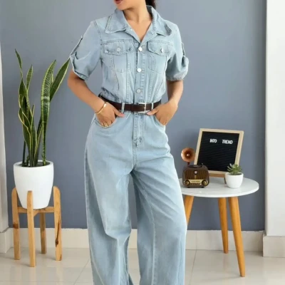 DENIM JUMPSUIT WITH BELT