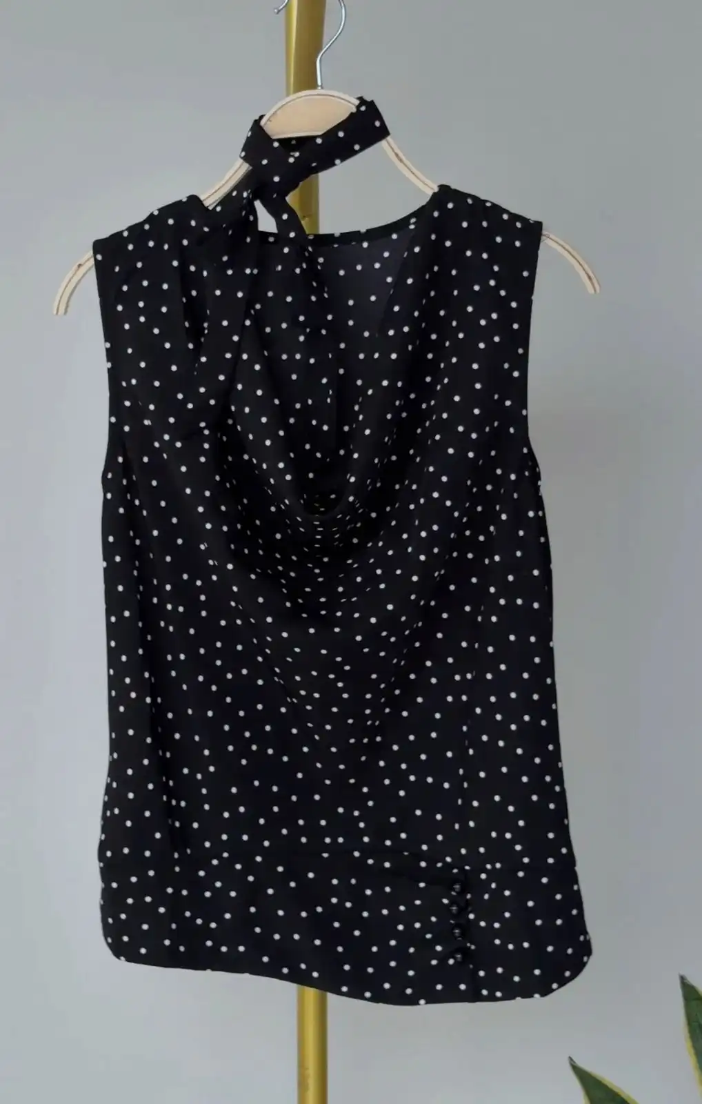 Product image of POLKA DOT COWLNECK TOP WITH RIBBON