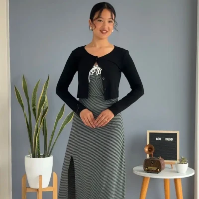 SLEEVELESS LINNING OUTER DRESS