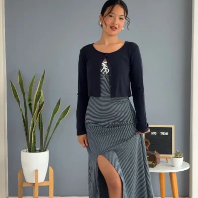 SLEEVELESS LINNING OUTER DRESS