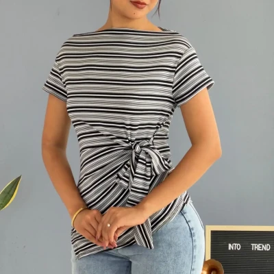 STRIPE TOP WITH RIBBOM