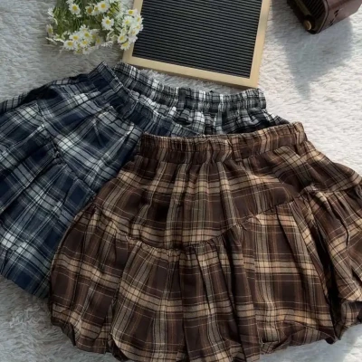CHECKED BUBBLE SKIRT
