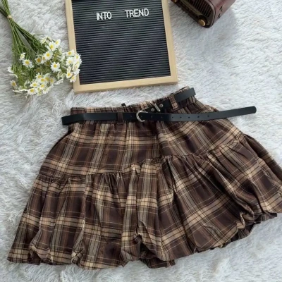 CHECKED BUBBLE SKIRT