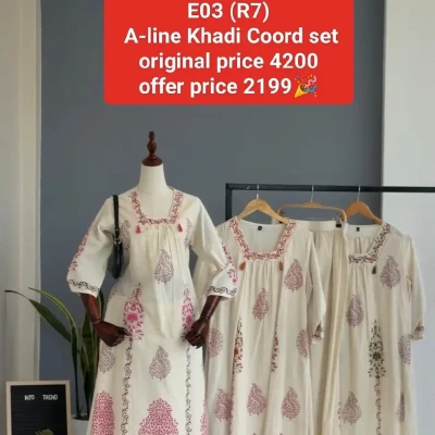 E03 R7 A-Line Khadi Coord Set