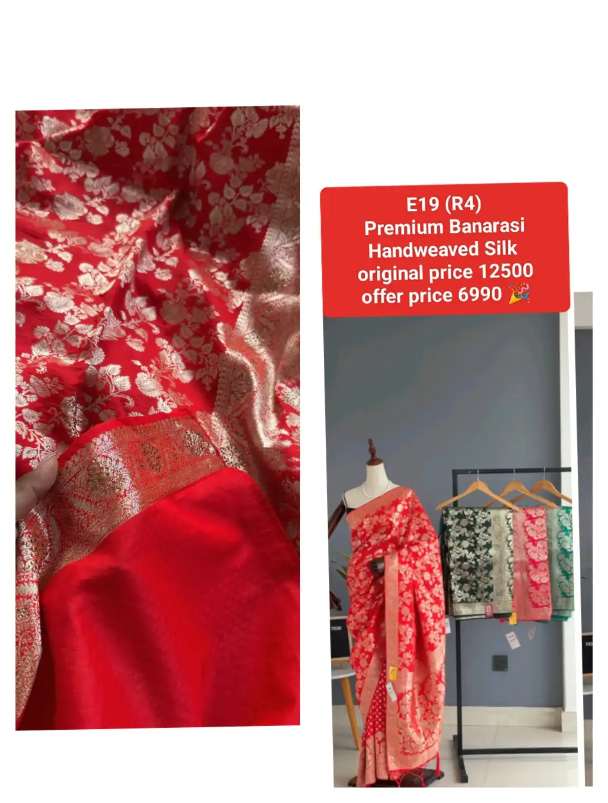 Product image of E19 R4  PREMIUM BANARASI HANDWEAVED SILK SARI