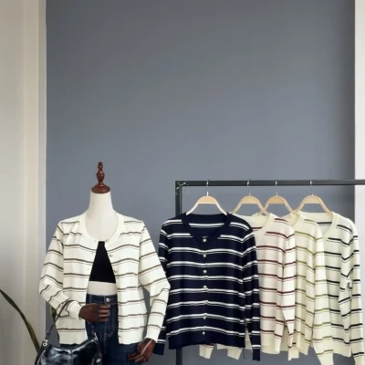 #235 round neck buttoned  cardi...