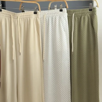 223 R3  POLKA DOT LINEN TROUSER