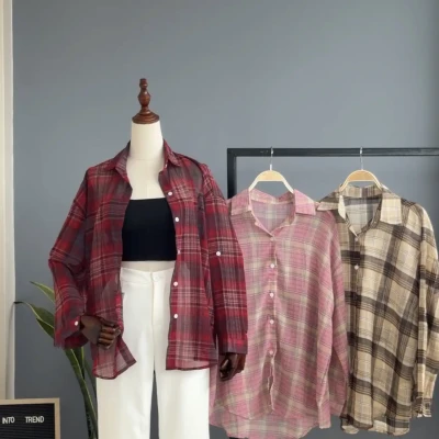 222 CHIFFON CHECKED SHIRT