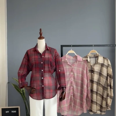222 CHIFFON CHECKED SHIRT