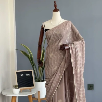E33 R4 PARTYWEAR CREPE SAREE WI...