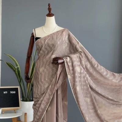 E33 R4 PARTYWEAR CREPE SAREE WI...