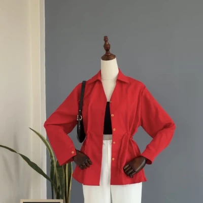 115 2Iin1 CARDIGAN PEPLUM SHIRT