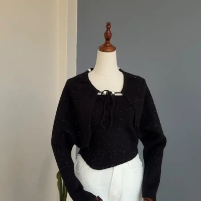 PEARL ATTACHED CARDIGAN SET