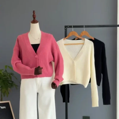 WOOLEN ONE BUTTONED CARDIGAN