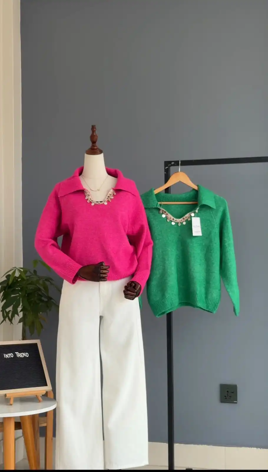 Product image of V NECK SHELL DESIGN SWEATER