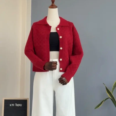 COLLAR WOOLEN CARDIGAN