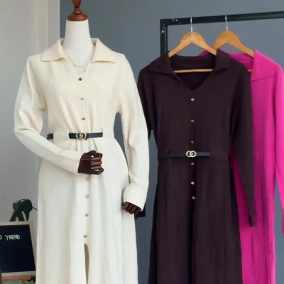 WOOLEN DRESS WITH BELT