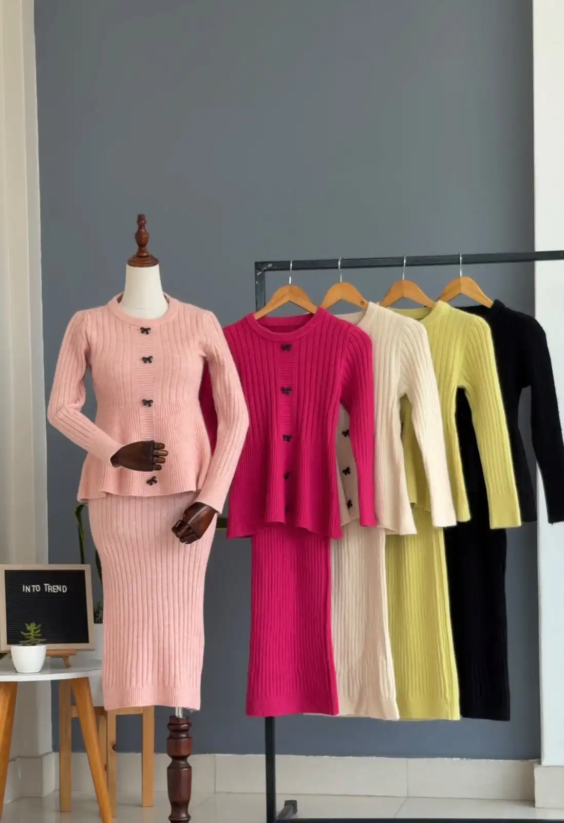 Product image of TWO PIECE LONG BOW ATTACHED SWEATER BODYCON