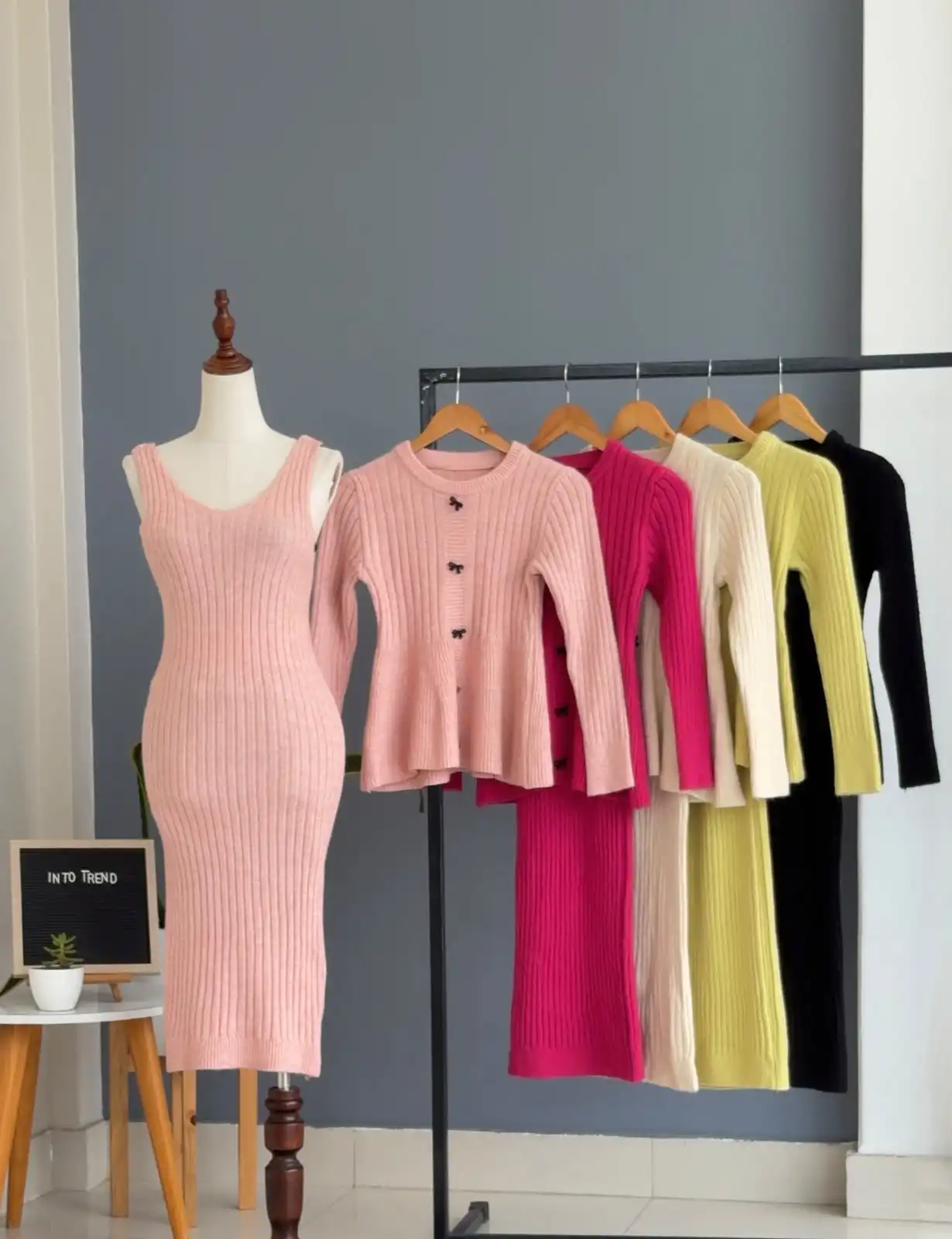 Product image of TWO PIECE LONG BOW ATTACHED SWEATER BODYCON