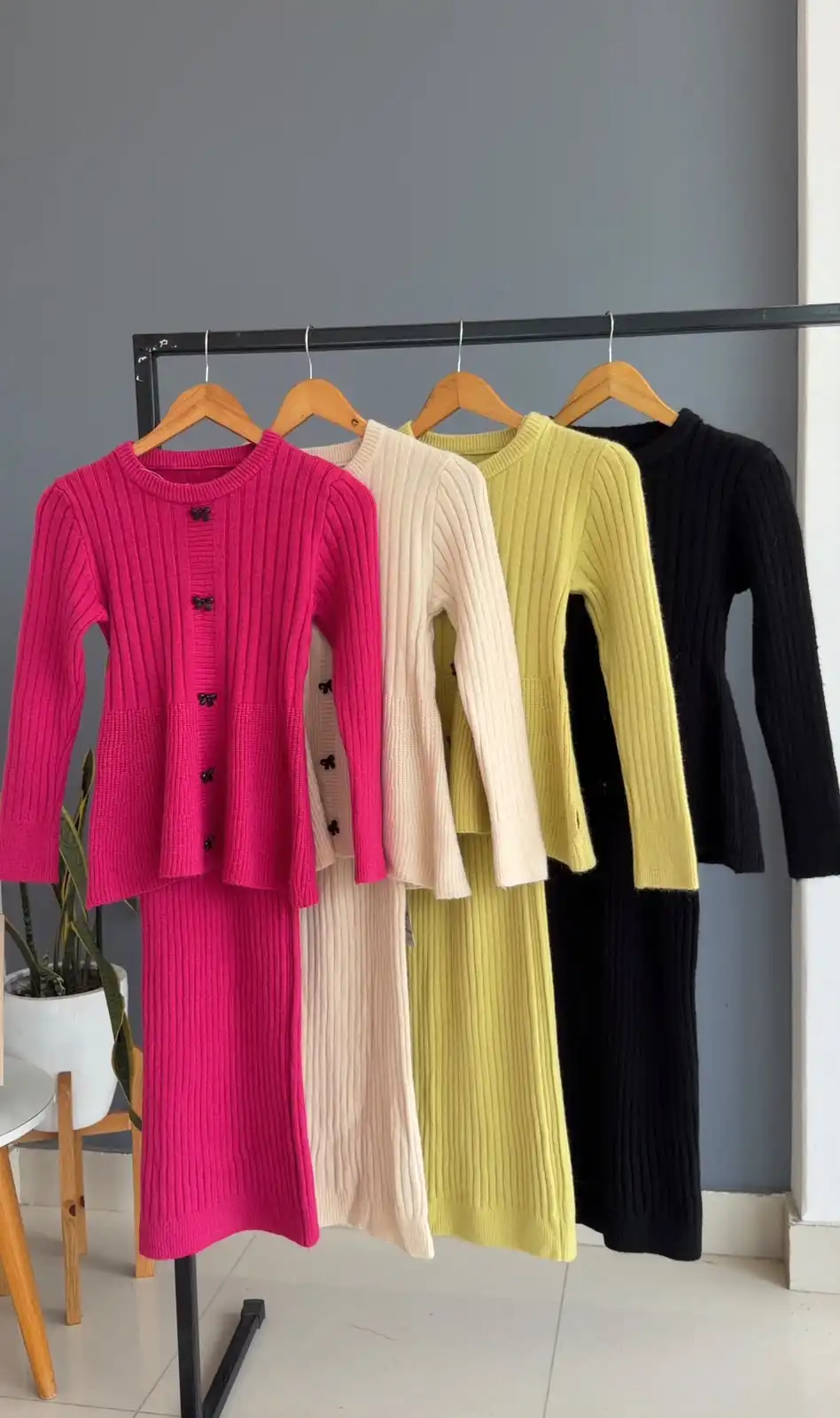 Product image of TWO PIECE LONG BOW ATTACHED SWEATER BODYCON