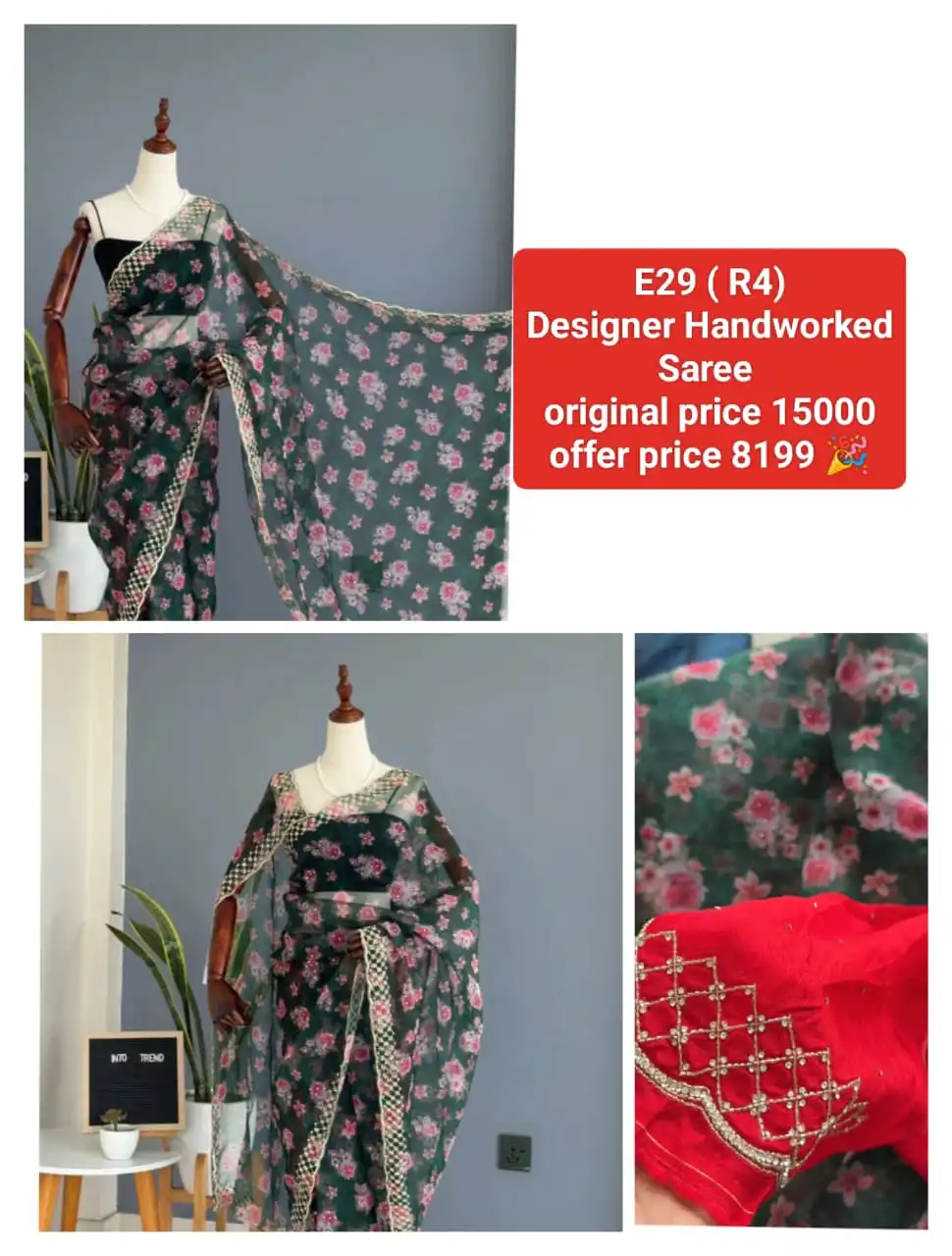 Product image of E29 DESIGNER HANDWORKED SAREE