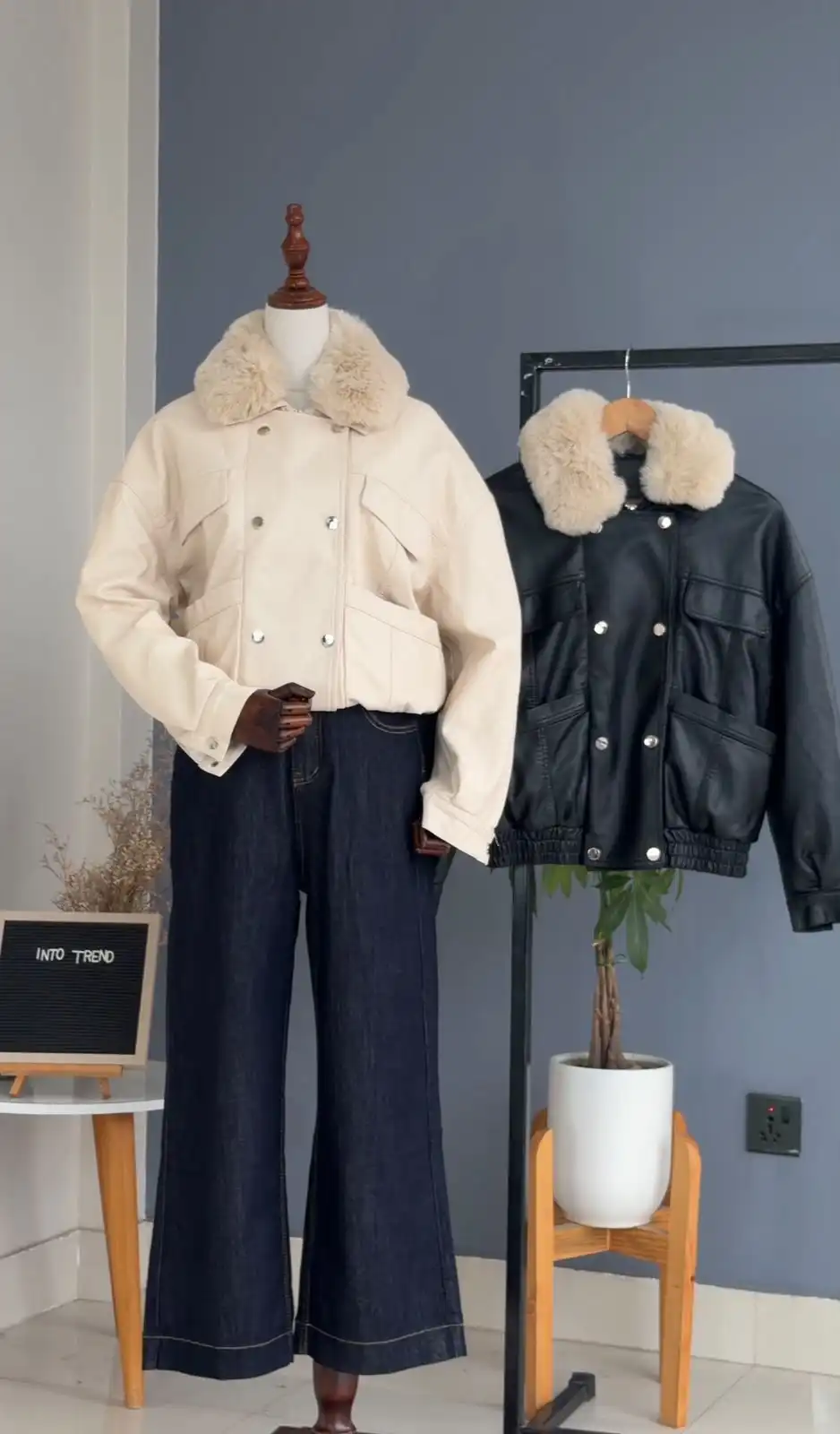 Product image of LEATHER  FUR REMOVABALE JACKET