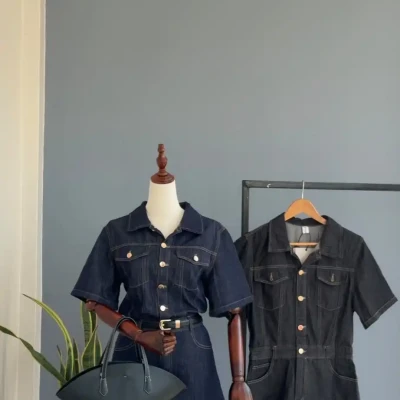 R6 134 DENIM SHORT ROMPER (*702...