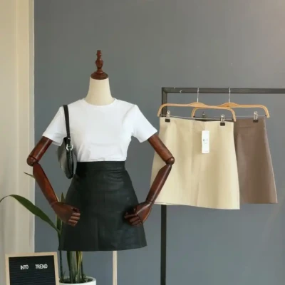 R5 181 PLAIN LEATHER SKIRT