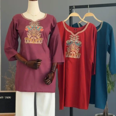 SHORT KURTHI WITH DEER EMBRODIE...