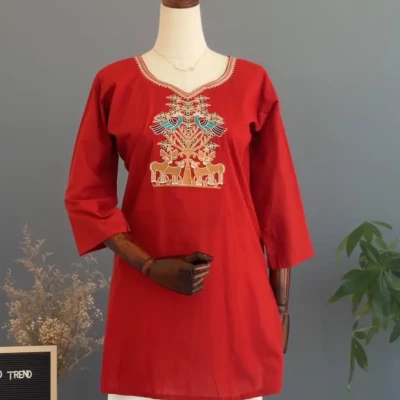 SHORT KURTHI WITH DEER EMBRODIE...