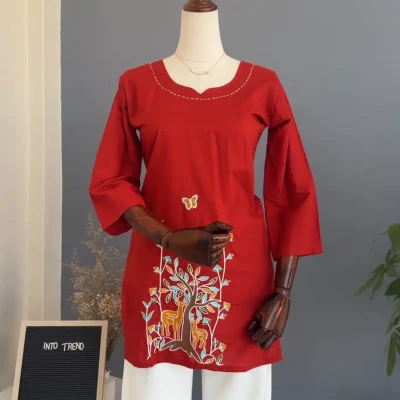 SHORT KURTHI WITH DEER AND BUTT...
