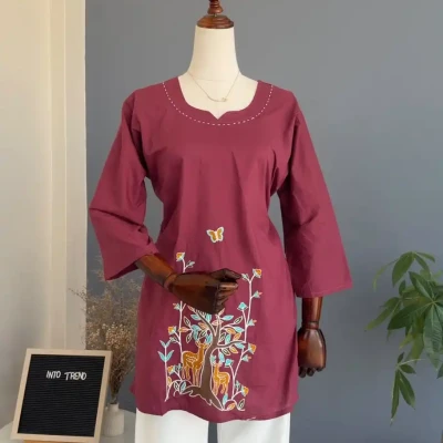 SHORT KURTHI WITH DEER AND BUTT...