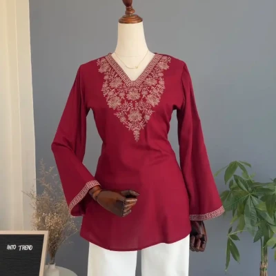 VNECK GOLDEN THREAD EMBROIDERY ...